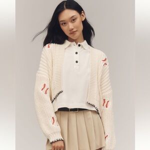 NWT Anthropologie Alicia Crop Baseball sweater